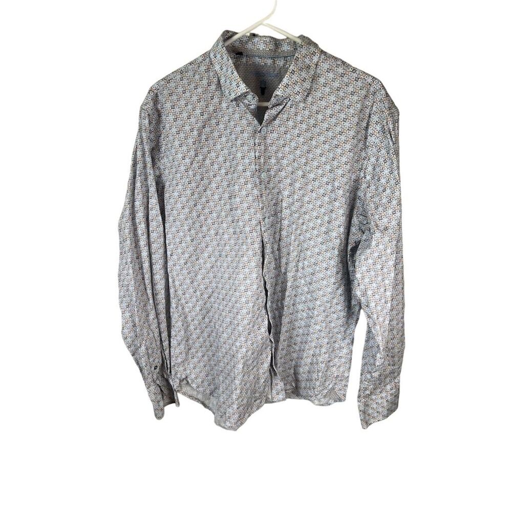 Luchiano Visconti Men's XL Geometric Print Long Sleeve Button-Up Shirt